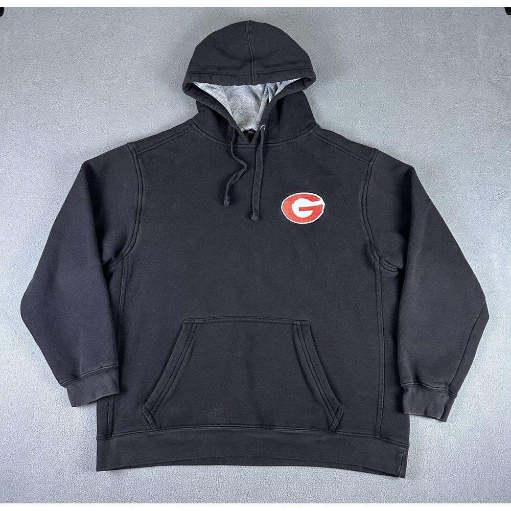Georgia Bulldogs Starter Hoodie Sweatshirt Mens Large Black Faded Baggy Relaxed